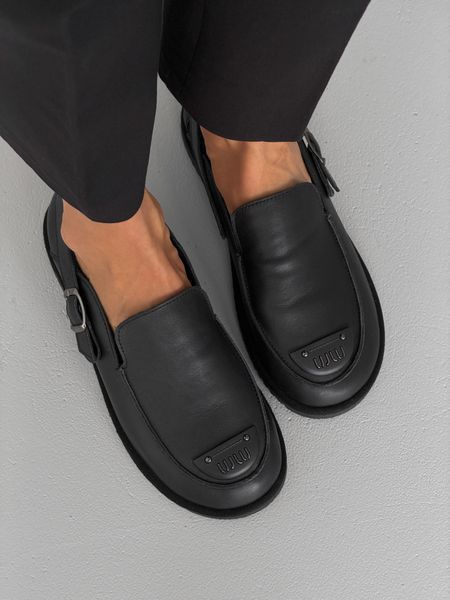 Утеплені плюшем шкіряні лофери barefoot чорні 11959-135822 фото